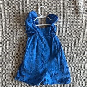 Blue Ruffled Tiered Babydoll Dress with Square Neck